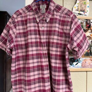 CABIN CREEK SHIRT BLOUSE BURGANDY/PINK CHECK SIZE 20W